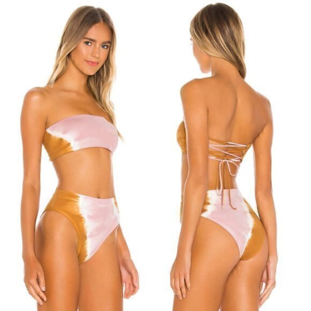 L*Space Beach Wave Bikini Top Stripe Tie Dye Size S NWT